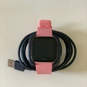 Fitbit first generation Smartwatch Pink Band Black Charger